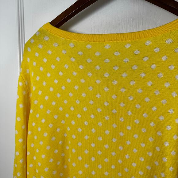 Pina Rossi Yellow White Polka Dots Button Down Cardigan Sweater Women’s XL - Picture 4 of 9